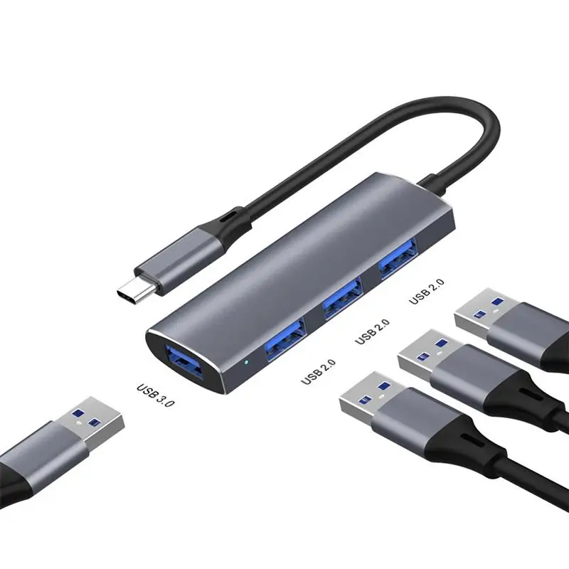 Adaptador Multi Splitter para Macbook Pro, 4 em 1, USB 3.0, Tipo C para USB, 4 portas, OTG, Dock Station, PC, Acessórios de computador