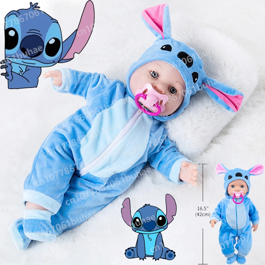 Stitch Disney 18 Inch Dolls Toys Clothes Conjoined Pajamas with Hat for Fit Bjd 1/4 Doll Baby Reborn Birthday Festival Gifts