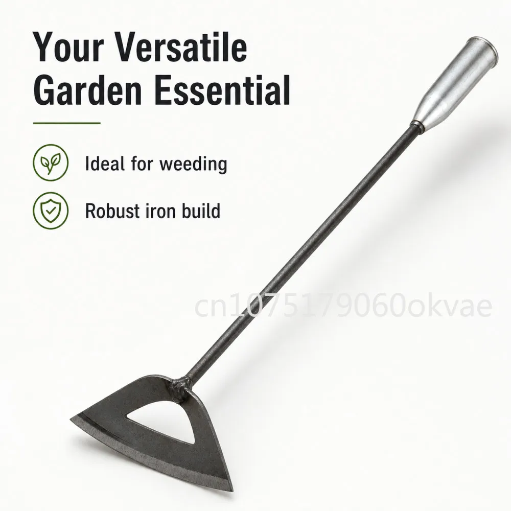 Gardening Hollow Hoe Handheld Weeding Tool Sharp Crescent Blade Iron Handle for Vegetable Garden Soil Cultivation and Loosening