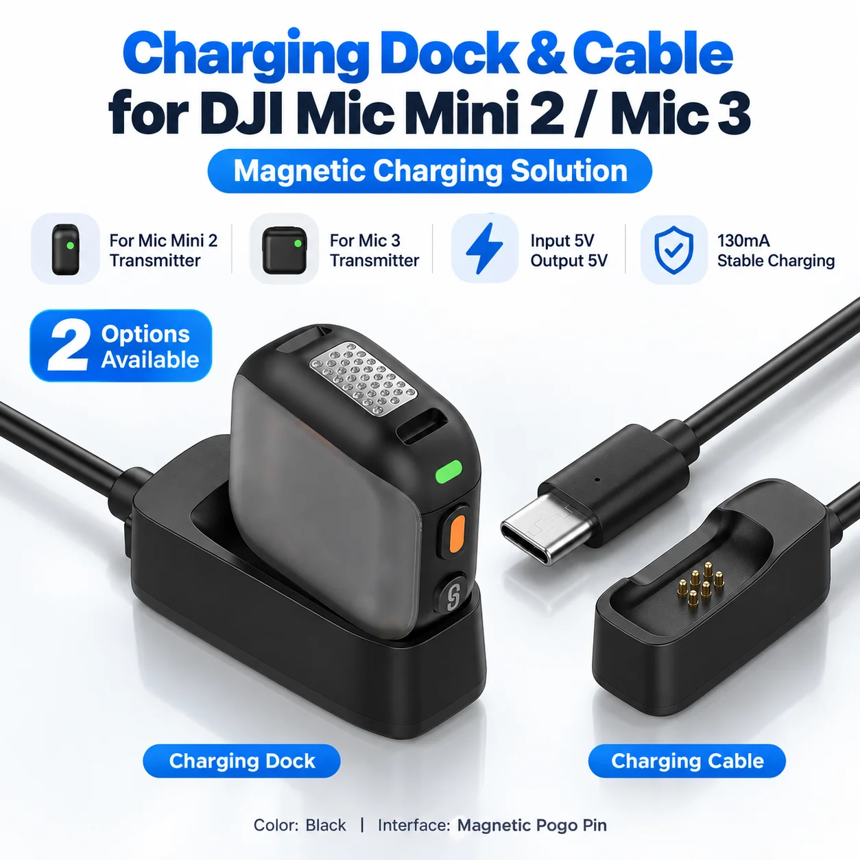 Portable Charging Adapter For DJI Mic For Mini 2 & Mic 3 Wireless Microphone Transmitter Charging Base Microphone Accessories