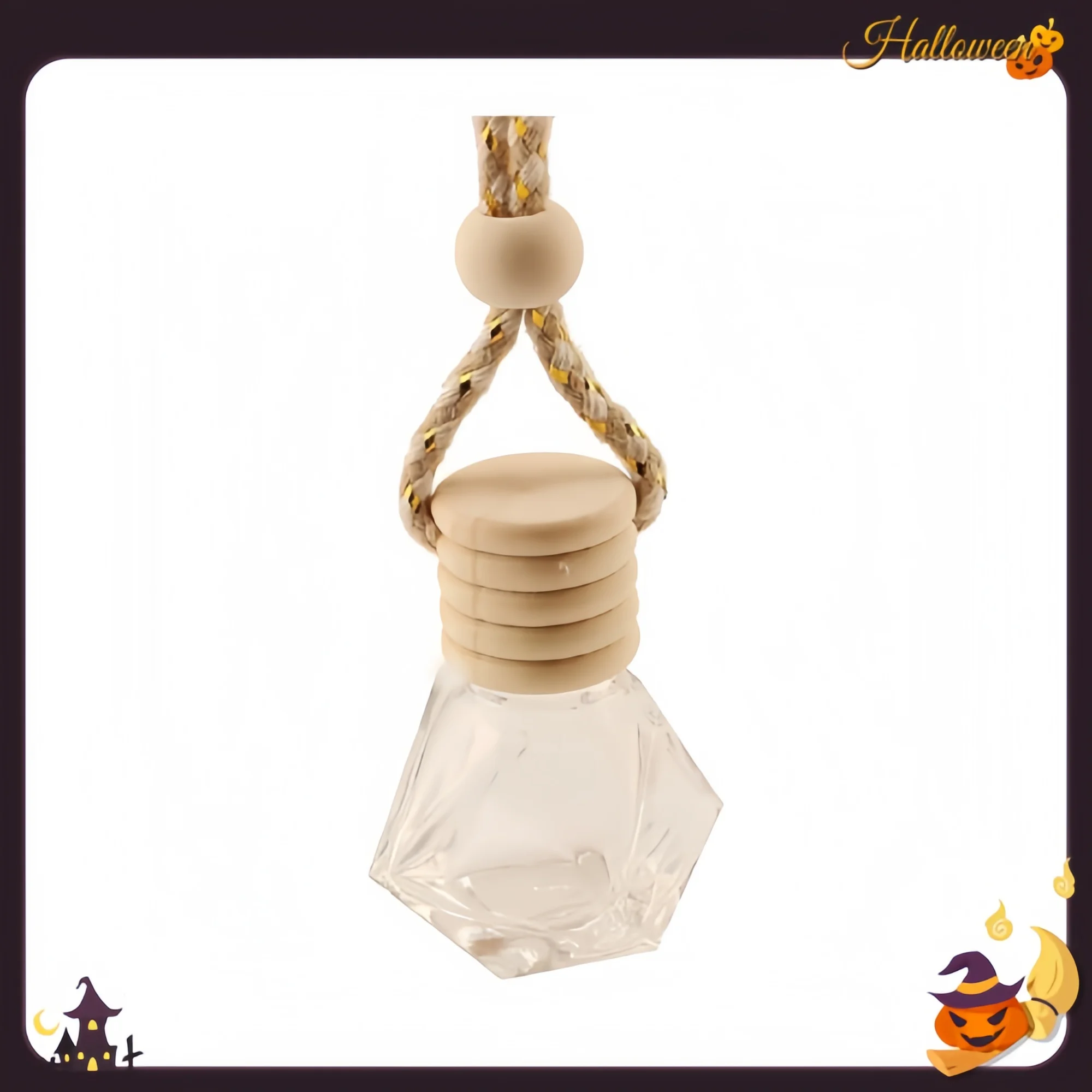 4 Pack Hanging Car Perfume Bottles - 8ml Refillable Essential Oil Diffuser with Wooden Lid Car Charm