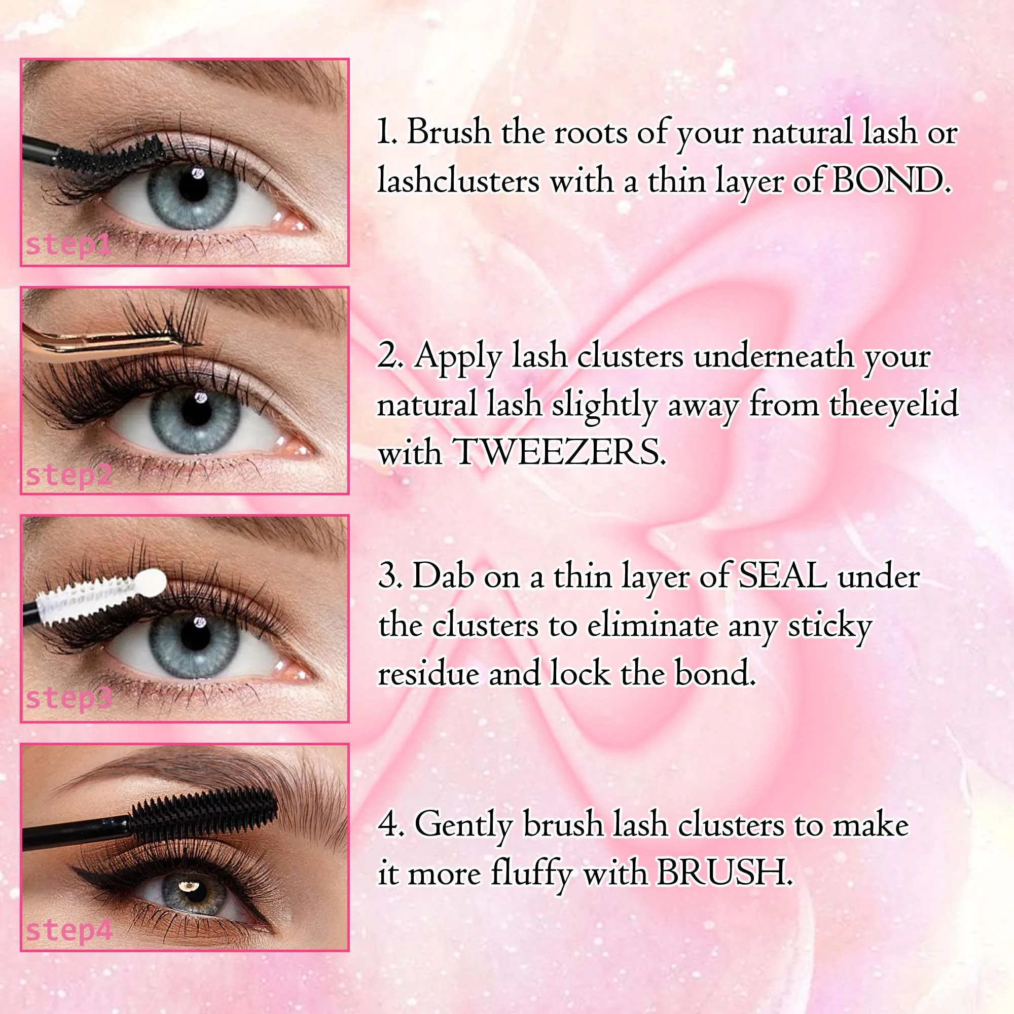 280PCS-D カールつけまつげストリップ、接着剤、ブラシ、ピンセット付き、音楽祭、クリスマス、そしてあらゆる楽しいお祝いにDIY