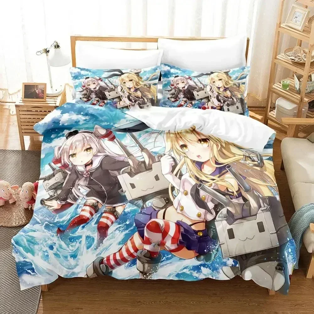 Anime Kantai Collection Bedding Set 3D Printed Suitable for Bedroom Duvet Cover Set With Pillowcases Kids Home Textile