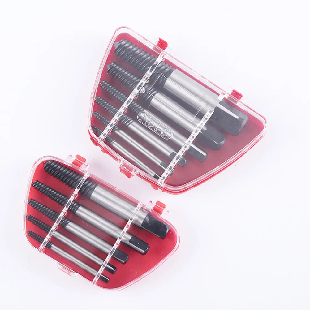 

6pcs Screw Extractor Set Steel Auto Repair Tool Easy Out Damaged Bolt Remover For Tight Spaces Portable With Storage Box