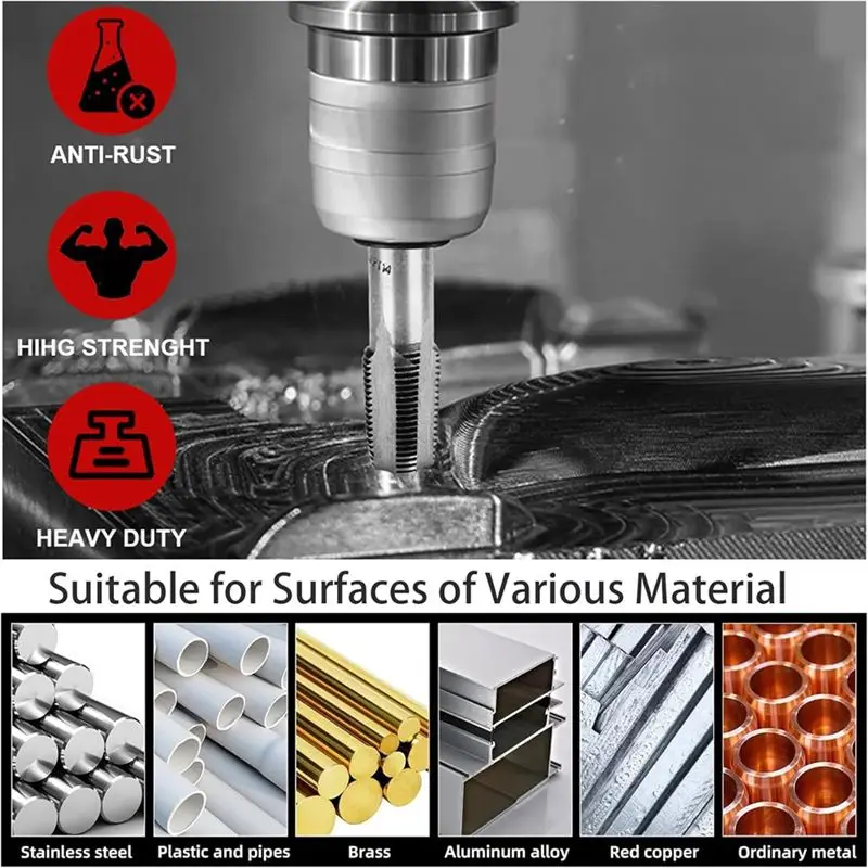 RABIT AS59~ 6-Piece NPT Pipe Tap Set, Precision Carbon Steel Taper Tap Set With Storage Case For Plumbers Mechanics Diyers