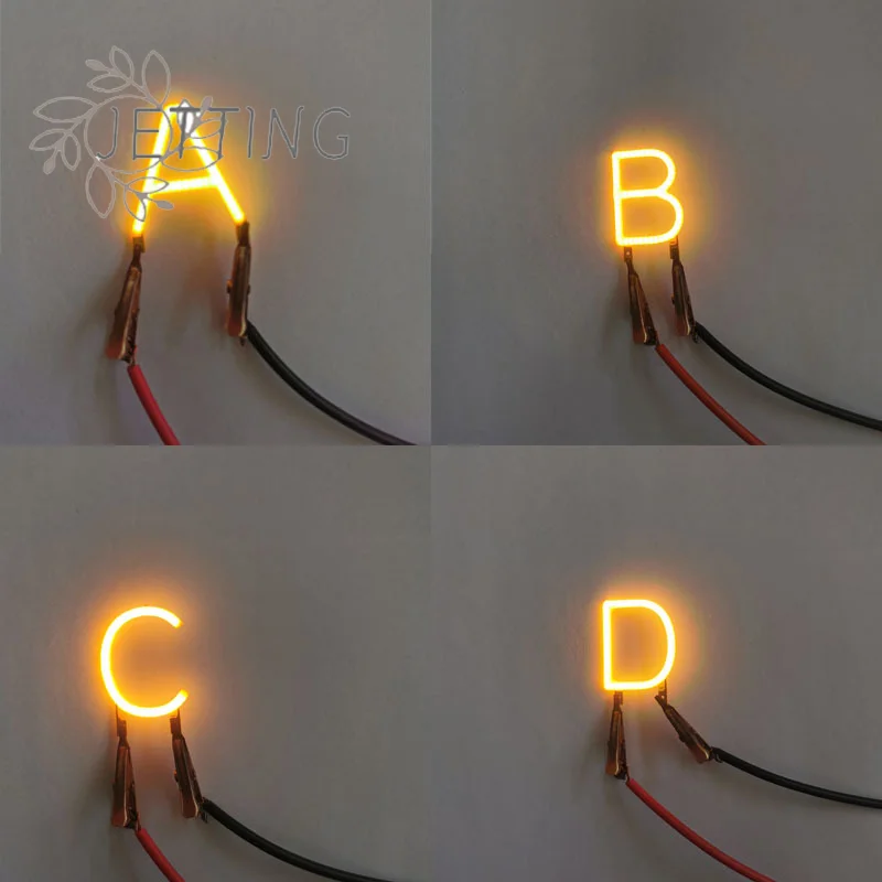 (SMTGDP11)1PC Yellow English Letter Filament COB LED Filament DC3V Candle Edison Diode Party Decoration Light Accessory DIY