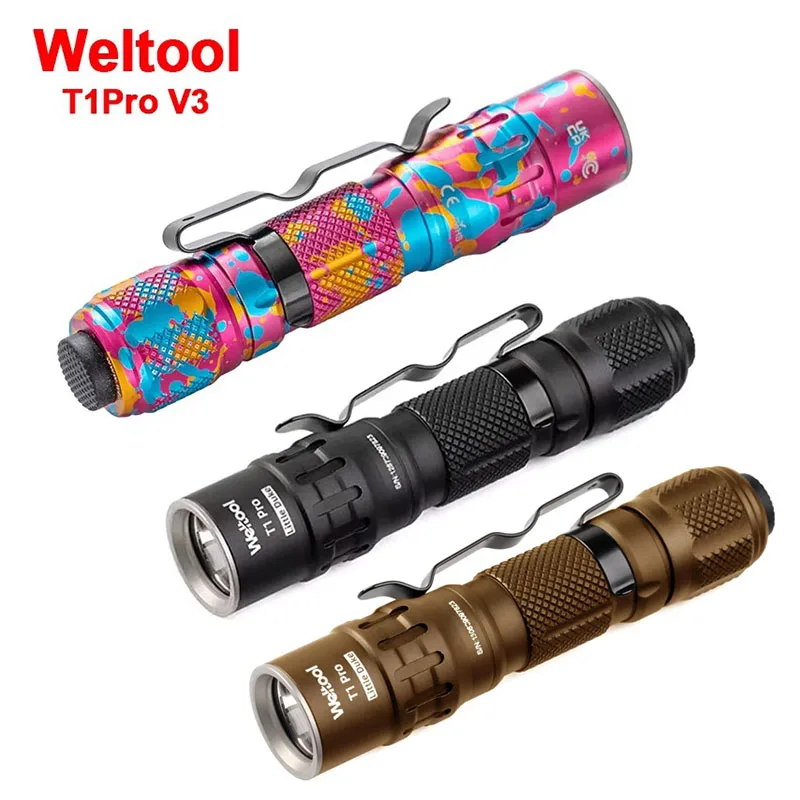 Weltool T1Pro V3 Candy AA/14500 EDC Rechargeable Flashlight LED Mini Flashlights Camping Portable Torch Light  фона
