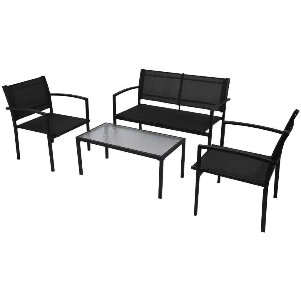 Garden furniture 4 pcs Black Textilene