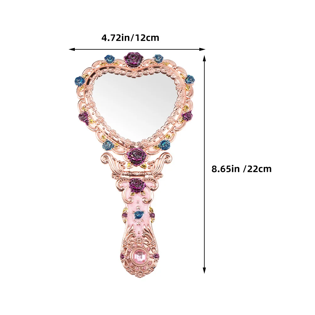 مرآة زينة محمولة على شكل مكياج على الطراز الأوروبي للنساء، مرايا كلاسيكية ذات سطح عالي الوضوح