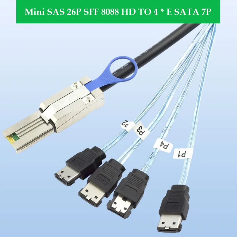 

ADT-Link Mini SAS 26P SFF 8088 HD TO 4 * E SATA 7P Высокоскоростная передача данных Длина кабеля Дополнительно 0,5 м 1 м 2 м 3 м