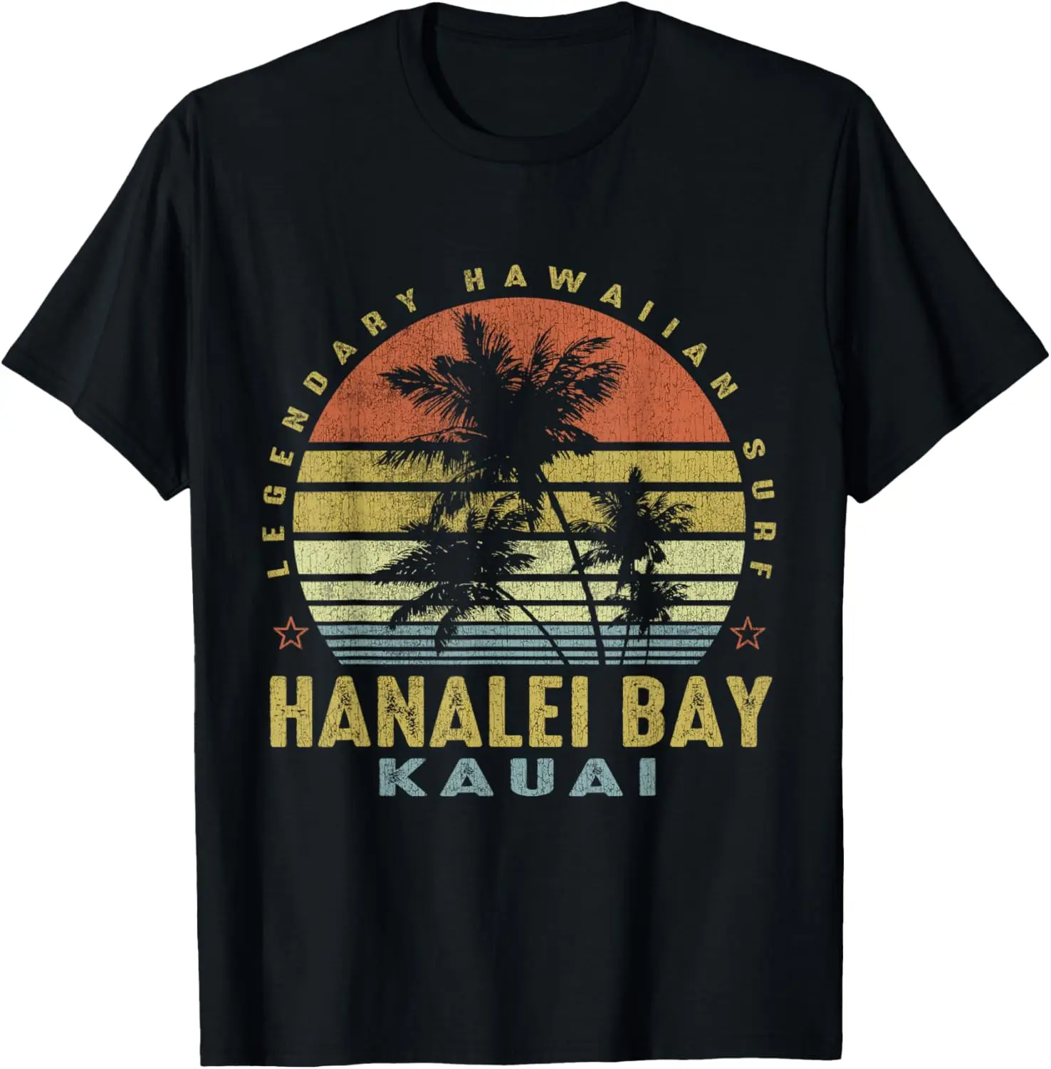 

Hanalei Bay Kauai Retro Palm Sunset - Beach Gift Design T-Shirt