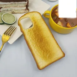 Creative 3D Food Imitation Toast Couple Phone Case for iPhone 15 Pro Max 15 14 Pro 13 12 Mini 11 Soft Drop Protection Cover