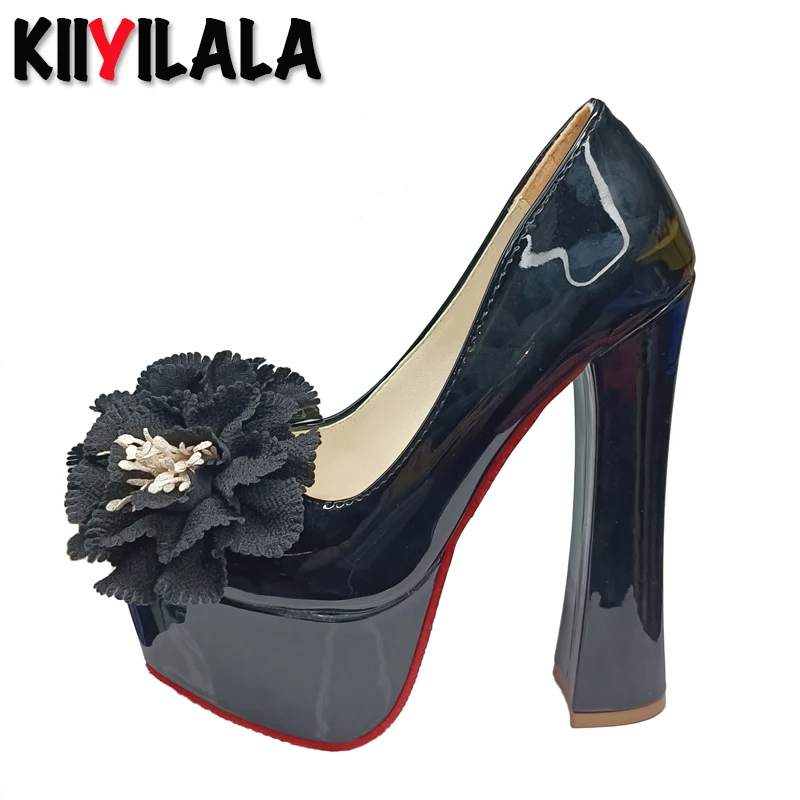 Sexy Women Pumps  Lady Party Shoes 16.5cm High Suuare Heels Ladies Disco Dance Heels Stiletto Big Size 45 46 47 48 49 50