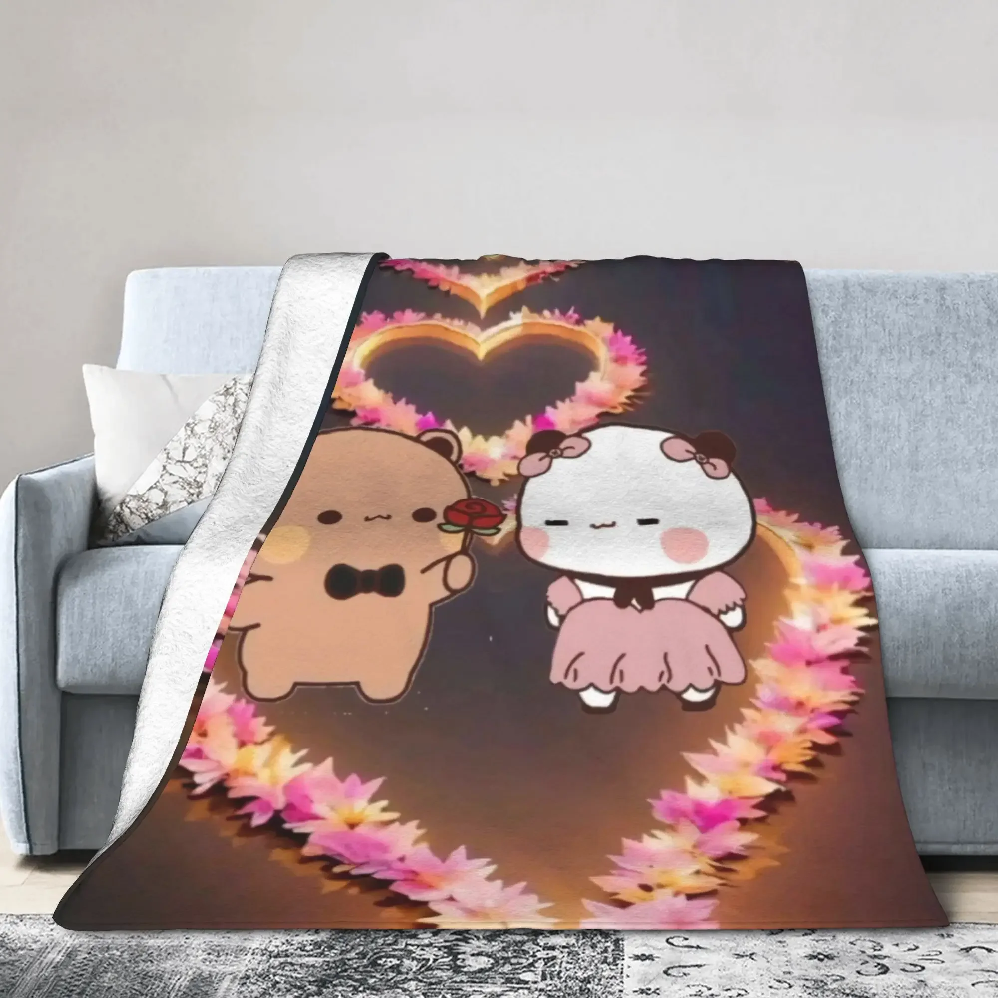 

Bubu Dudu Heart Love Plush Blanket for Girls and Boys Soft Warm Flannel Bedding Throw for Bedroom Quality Design Bedspread Gif