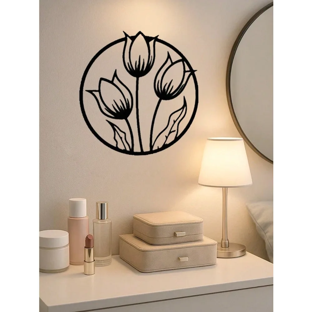 

Металлическое настенное украшение в виде цветка, 40 см, круглый железный силуэт, элегантный нержавеющий декор для дома