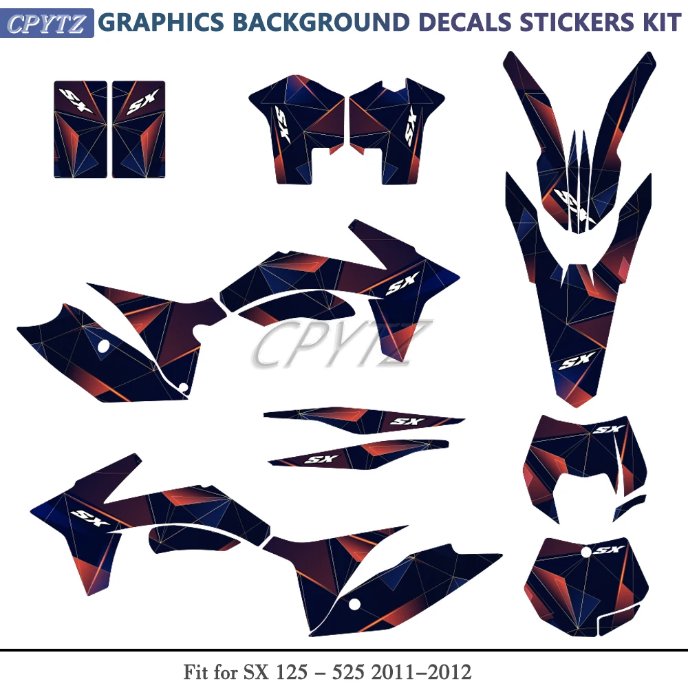 sx-125-525-2011-2012-グラフィックスデカールステッカーキット背景オートバイフェアリングプロテクターステッカーに適合