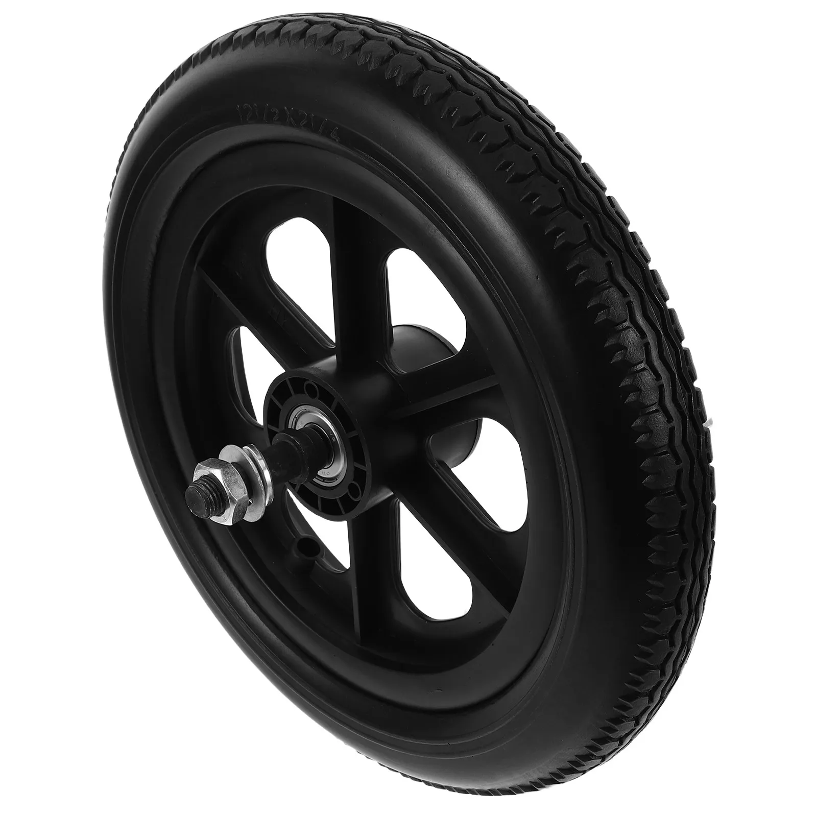 12Inch Wheelchair Solid Tire Replacement Rear Wheel Assembly Manual Wheelchair Walker Stroller Caster Shockproof Anti-Slip