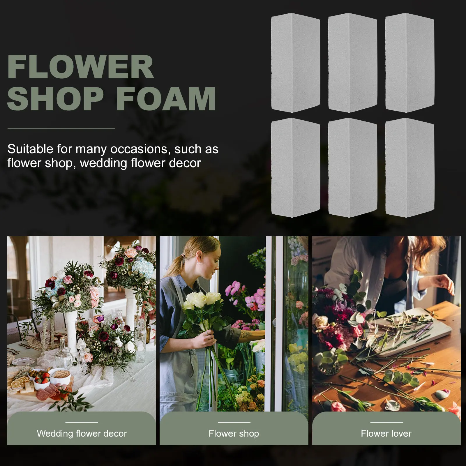 

6Pcs Flower Premium Simulated Potted Foam Materials for Party Flower Arrangement Base Easy DIY Floral Accessory