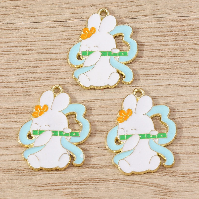10 Stück Mix Cartoon Tier Kaninchen Charms Emaille Mid-Autumn Festival Charms Anhänger für Schmuckherstellung DIY Ohrringe Halsketten Geschenk – Detail 6
