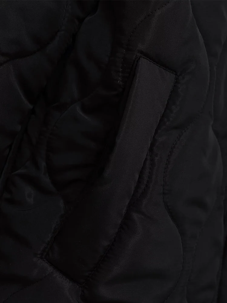 جديد الخريف والشتاء المرأة عارضة الدافئة فضفاضة مقنعين معطف القطن منتصف طول مبطن الماس نمط سترة