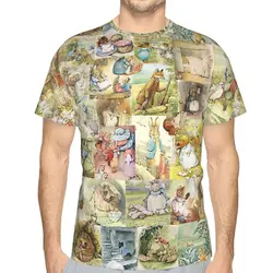 Hedgehog Mammal Thorn Trademark Defense Polyester TShirts Beatrix Potter Collage Print Men's Thin T Shirt Funny Clothing