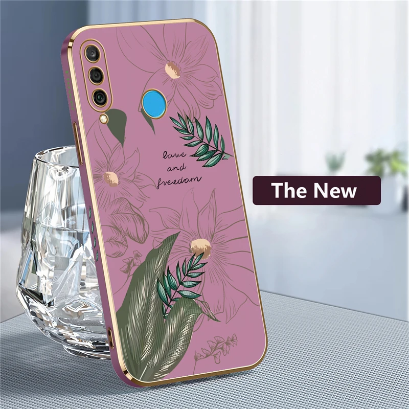 Fashion Plating Shockproof Case For Huawei P30 Lite P20 P40 Pro Mate 20X 30 40 Silicone Soft Flower Phone Cover Funda