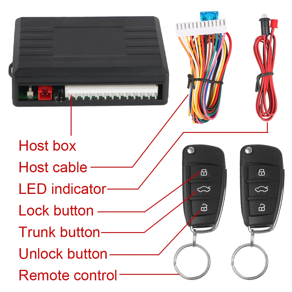 Auto Remote Central Kit 12V Keyless Access System General Motors Door Lock Remote Unlocking Universal Car Remote Control