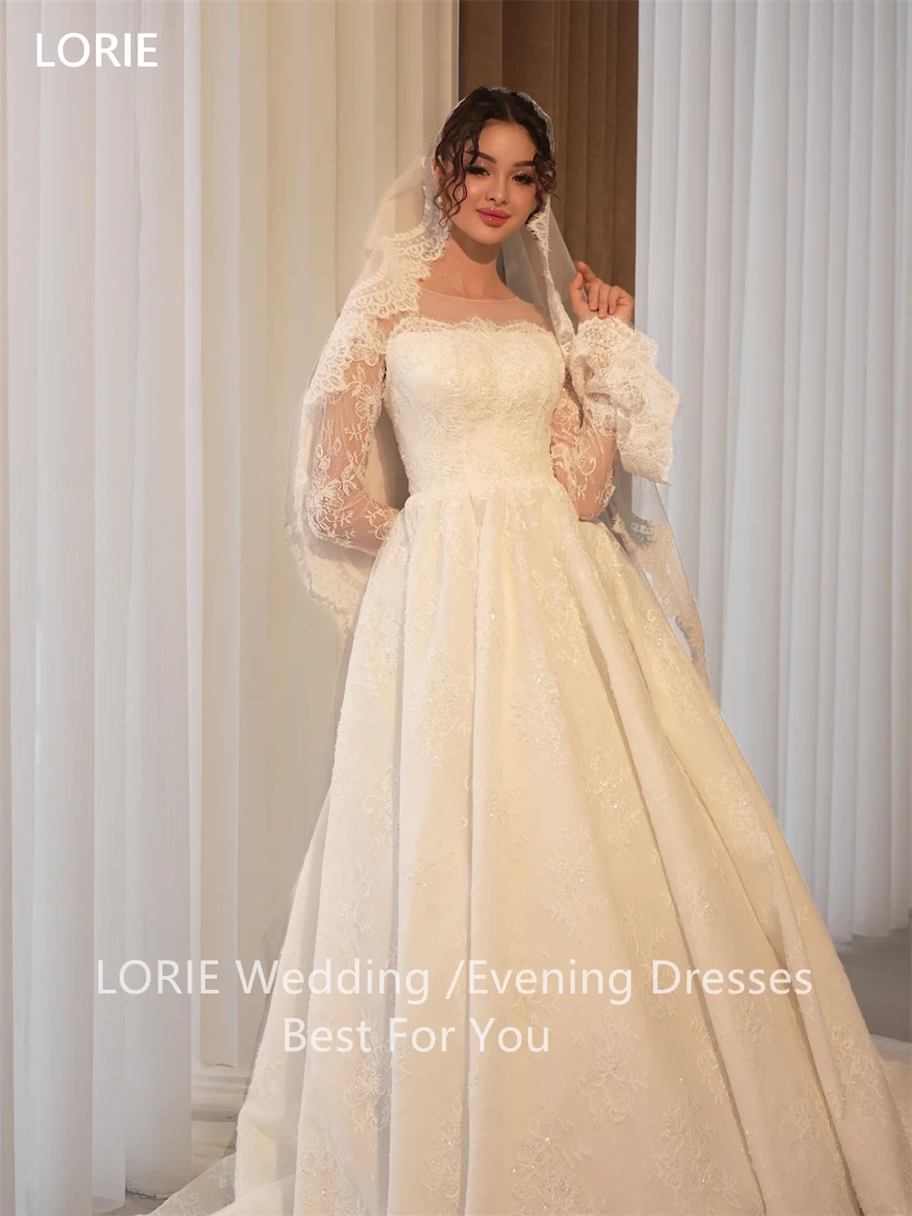 LORIE Classic Lace A-Line Wedding Dress Full Sleeve Women's Wedding Dresses O Neck Floor-Length Bridal Gown 2027 Customized