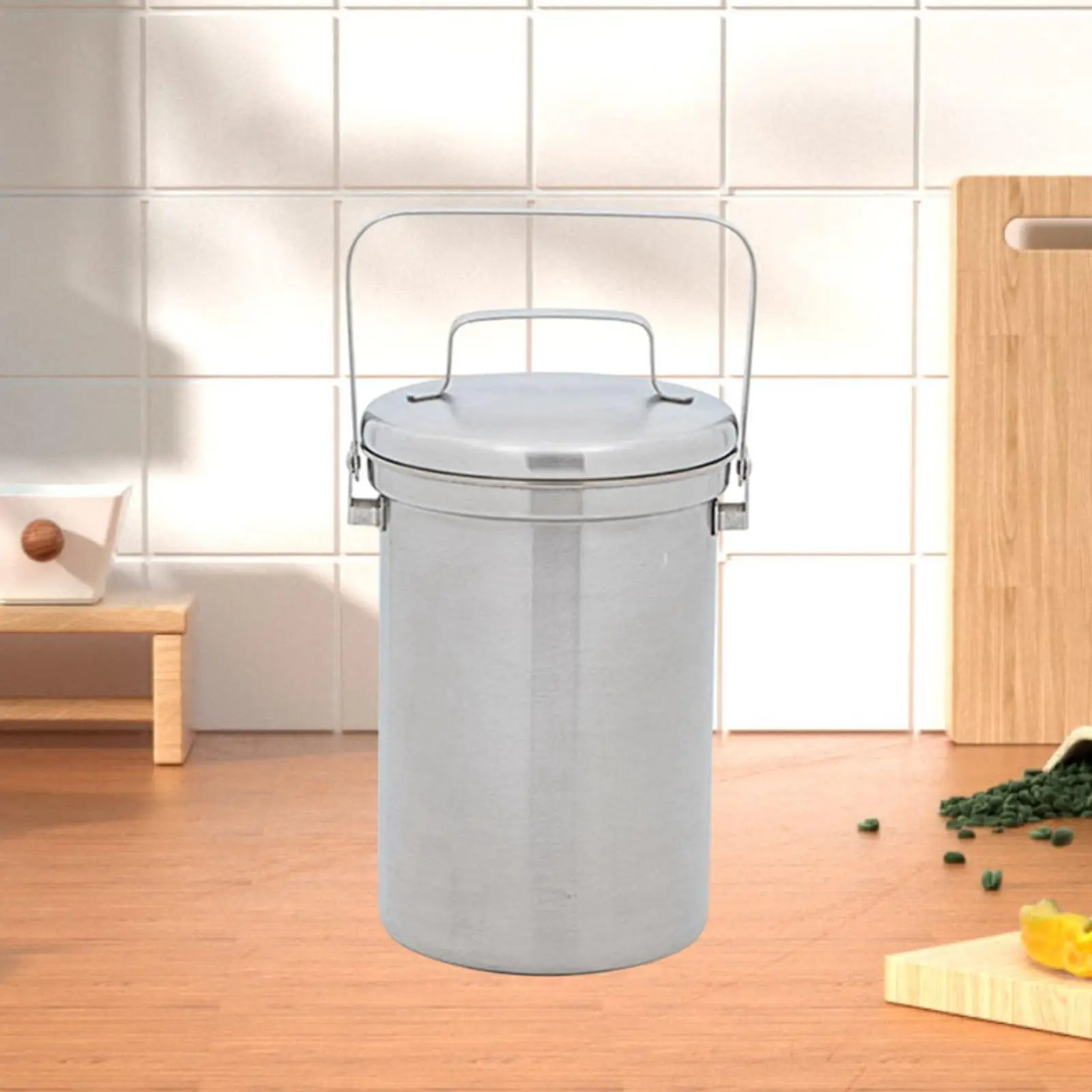 Small Trash Can Waste Bin 3L Reusable Container Wastebasket with Lid Rubbish Bin