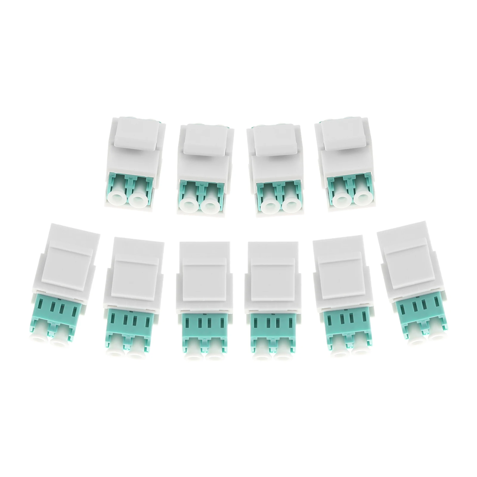 10pcs Duplex LC to LC Fiber Couplers Keystone Jack Inserts with Caps fit OS2 Multimode OM1/OM2/OM3/OM4 Wall Plate Mount Box