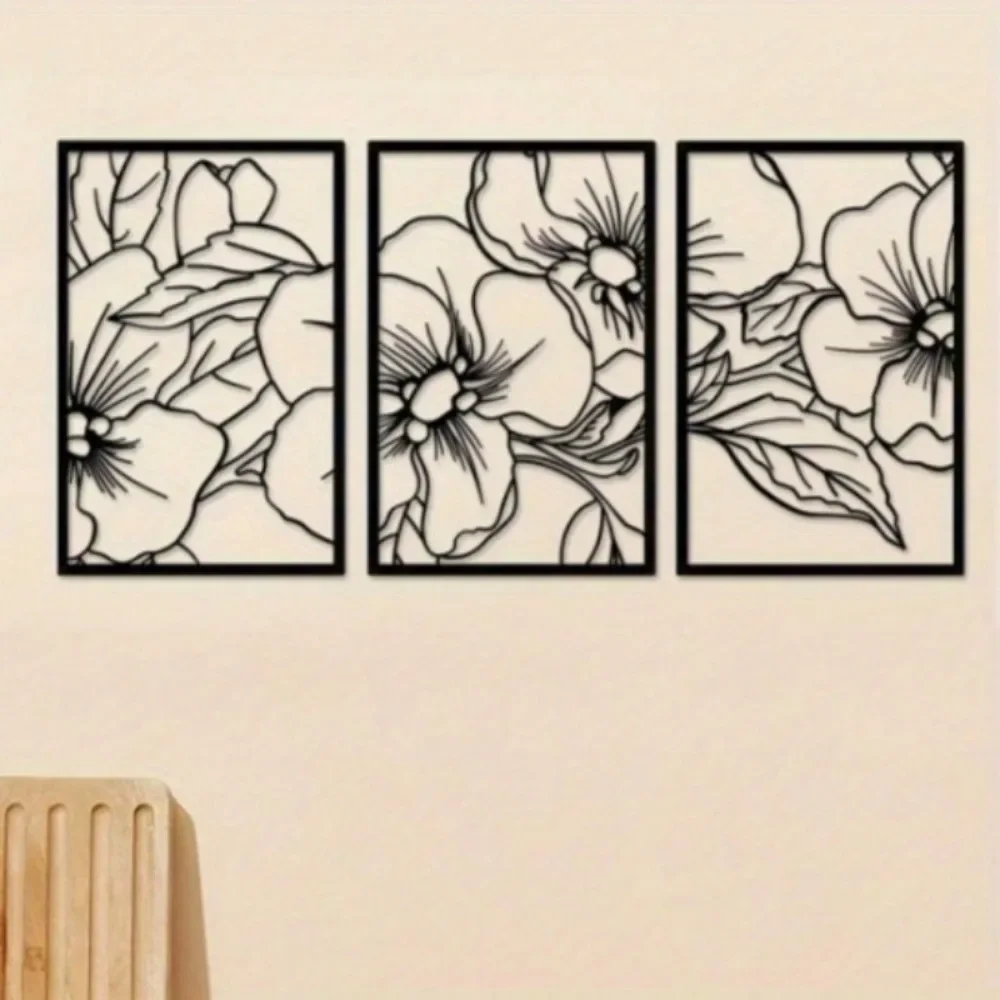 CIFBUY Metal Flower Set Wall Art Iron Hanging Sculpture Rustproof Durable Home Living Room Bedroom Decor Gift Ornament