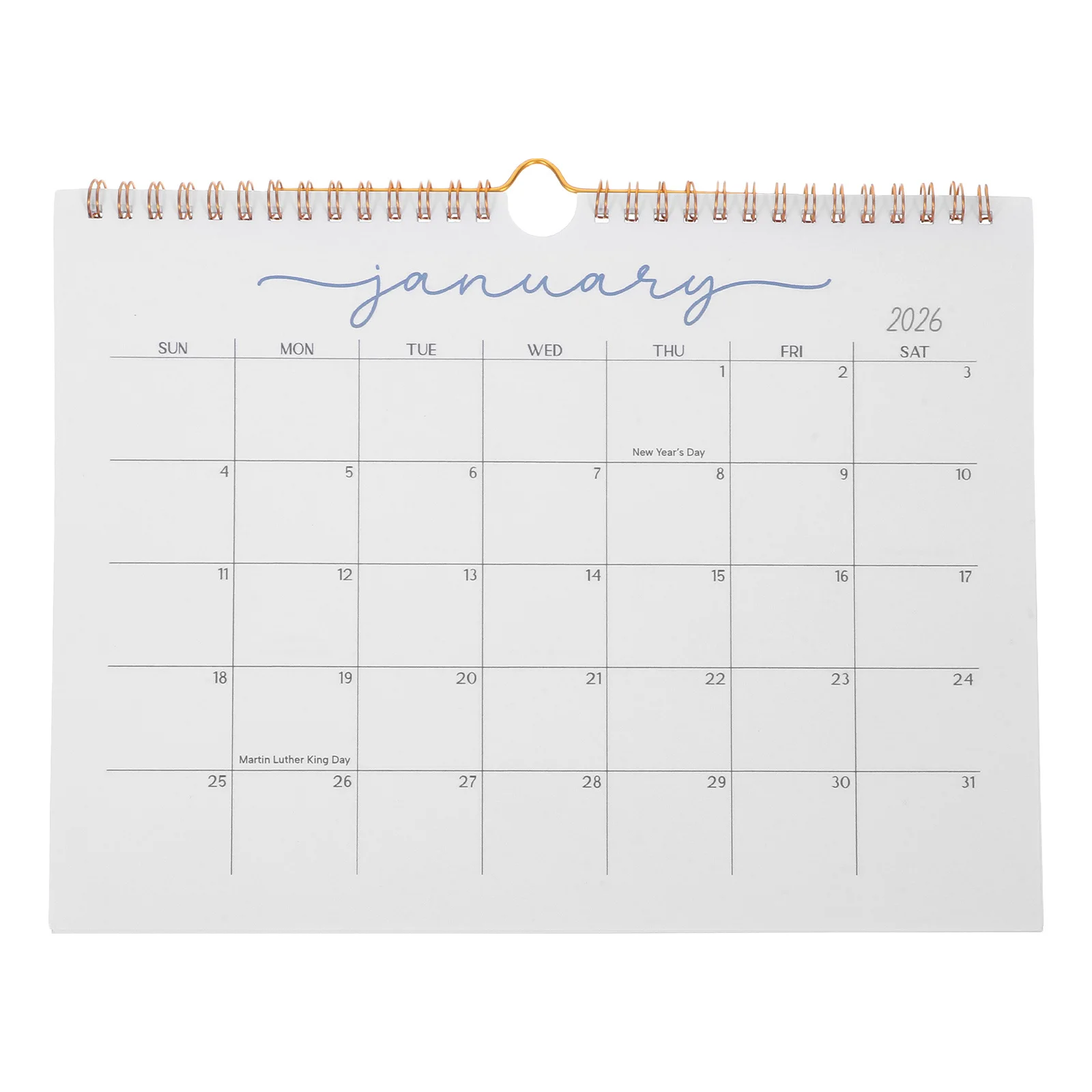 

2026 Yearly Wall Calendar 12 Month Planner with Ample Writing Bound Hanging Design for Home Office Classroom