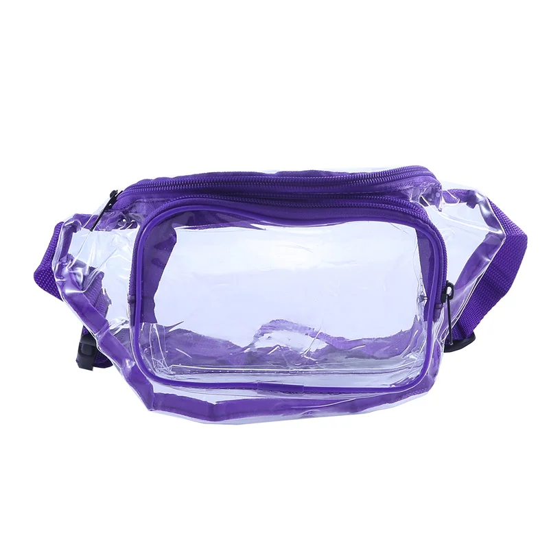 Women Pvc Waist Belt Bag Fanny Pack Hip Bum Bag Clear Transparent Chest Pouch Bag Beach Travel Banana Hip Zipper Running Bag