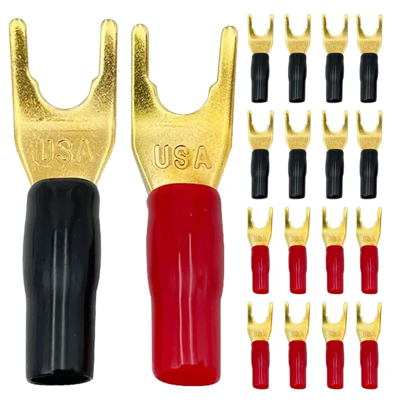 20 sztuk/10 par „Y” „U” widełkowe złącza bananowe pozłacane widelec bez lutowania głośnik wtyczka bananowa adapter