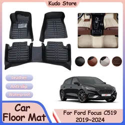 Car Floor Mat for Ford Focus MK4 C519 ST-Line 2019~2024 Custom Leather Panel Liner Foot Parts Pad Carpet Rug Interior Accessorie