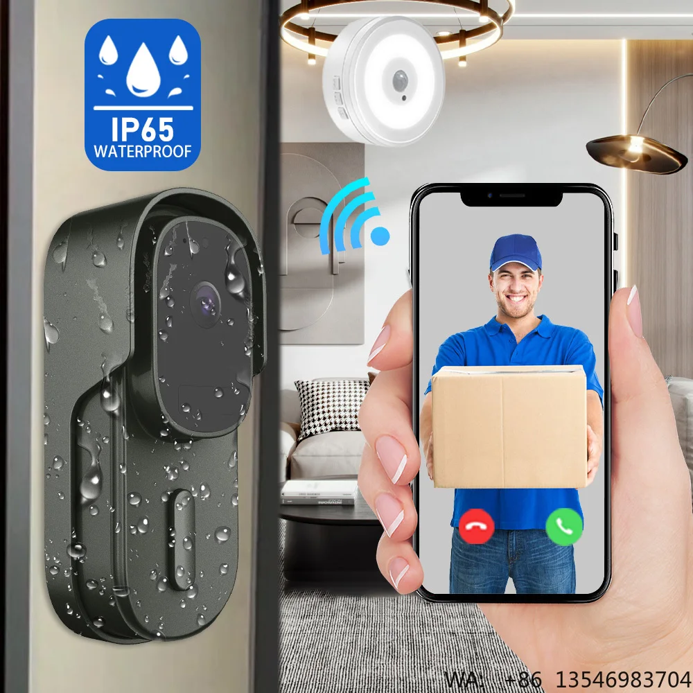 SIXWGH Tuya IP65 Waterproof Smart Home Doorbell Camera WiFi Security Monitoring Outdoor Door Bell with Battery Power Source