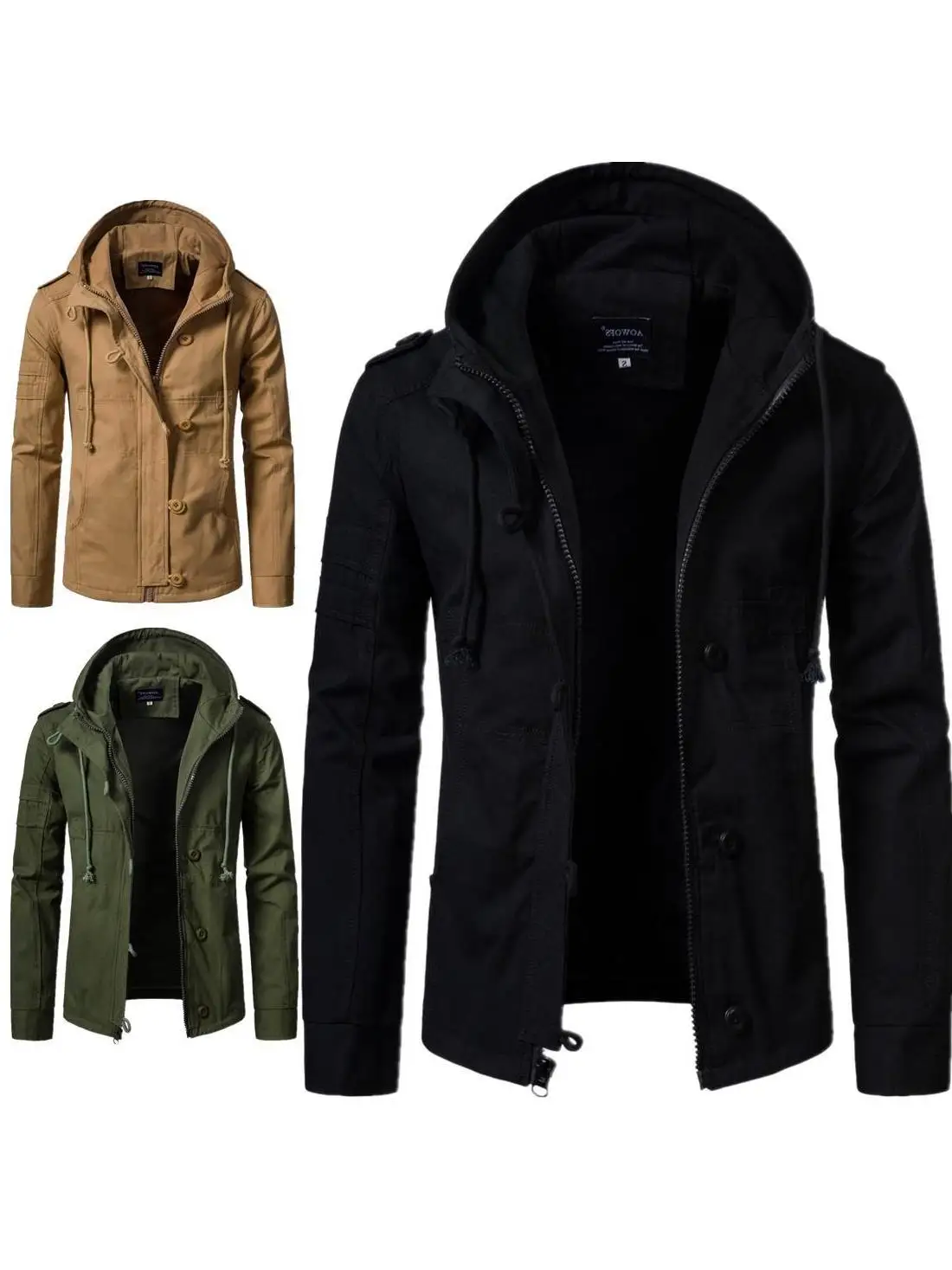 

Мужская хлопковая куртка с капюшоном, весна 2024, новинка YJ006, открытый кардиган с металлическим декором, длинный рукав, осенняя одежда