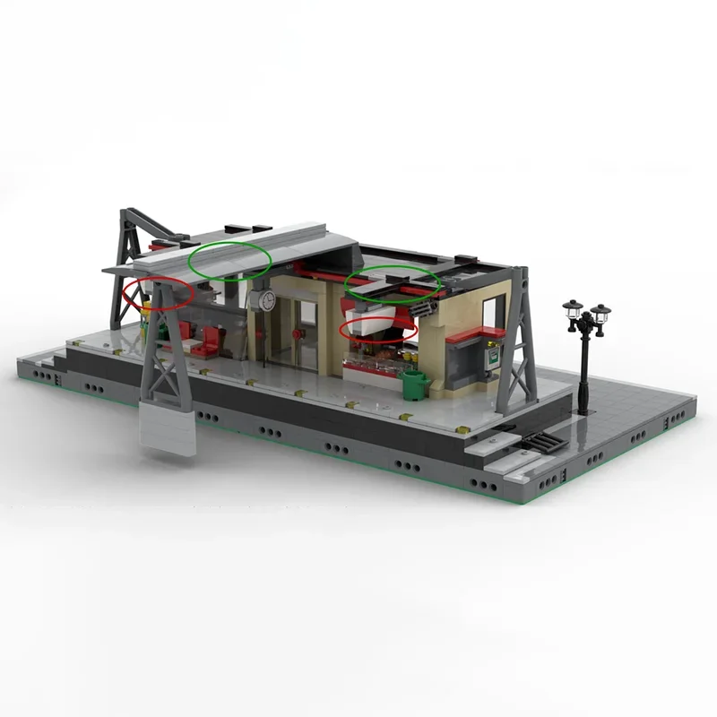 City Street View Moc Building Bricks Modern Train Station Platform Model Technology Modular Blocks Gifts Toys DIY Assembly