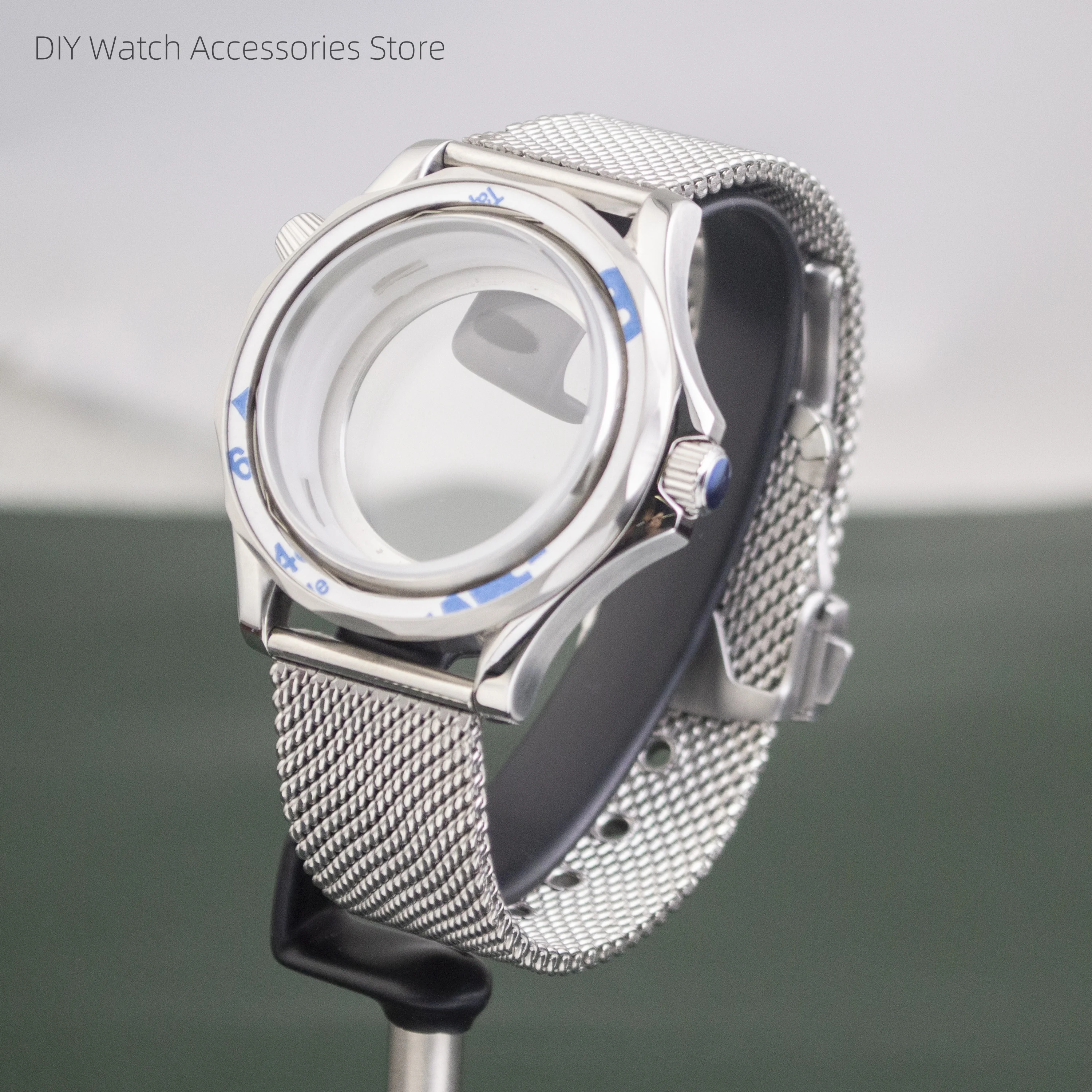 

Stainless Steel Watch Case Strap For Seamaster 300 Watch Case Band Fit NH35 NH36 Movement 100m Waterproof Milan Steel Mesh Strap