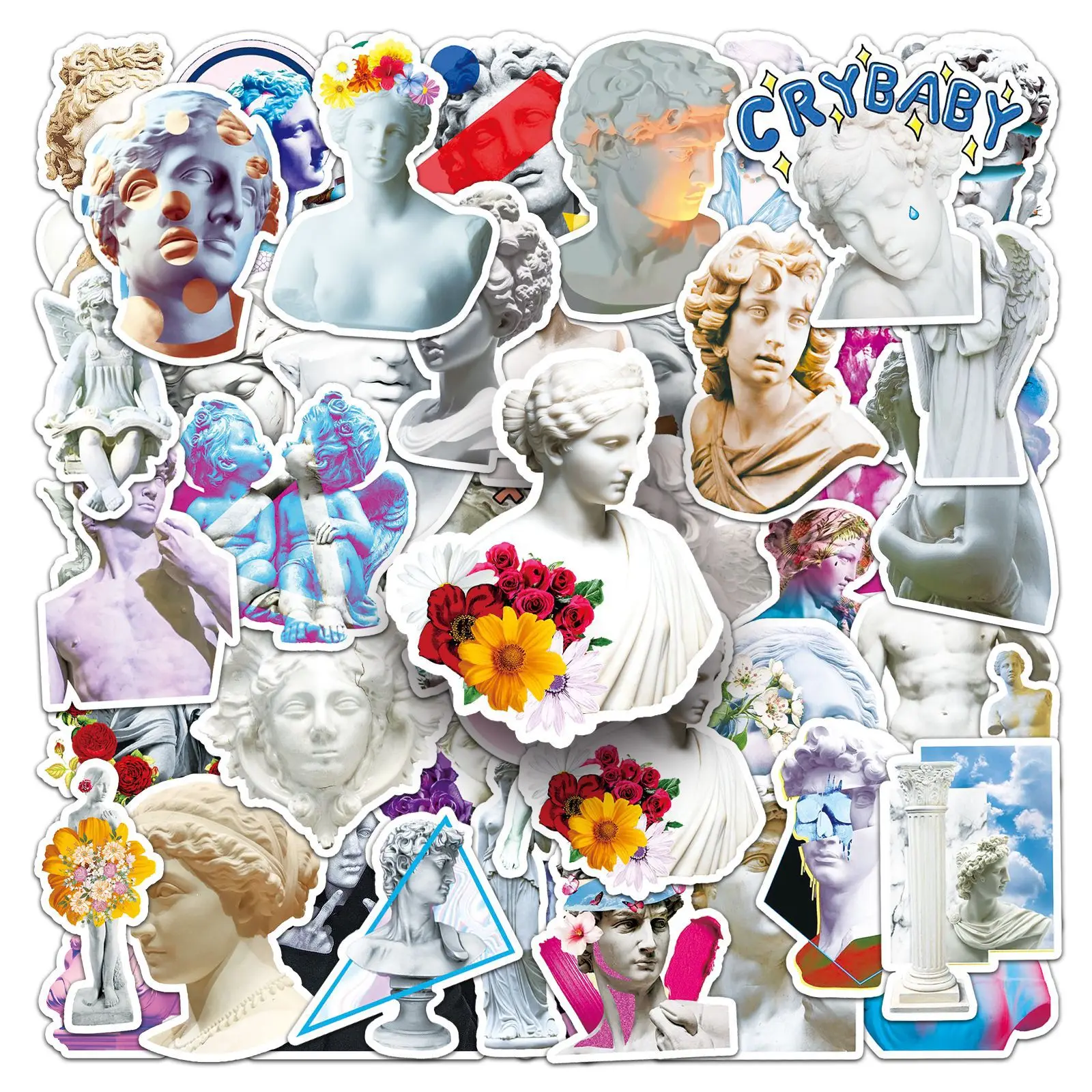 

50Pcs Cartoon Plaster Statue Series Graffiti Stickers Suitable for Laptop Helmets Desktop Decoration DIY Stickers Toys Wholesale