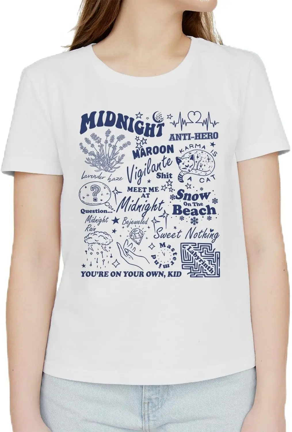 Lang Horn Vintage Graphic Tee for Women | Meet Me at Midnight Country Music T-Shirt - Casual Tops