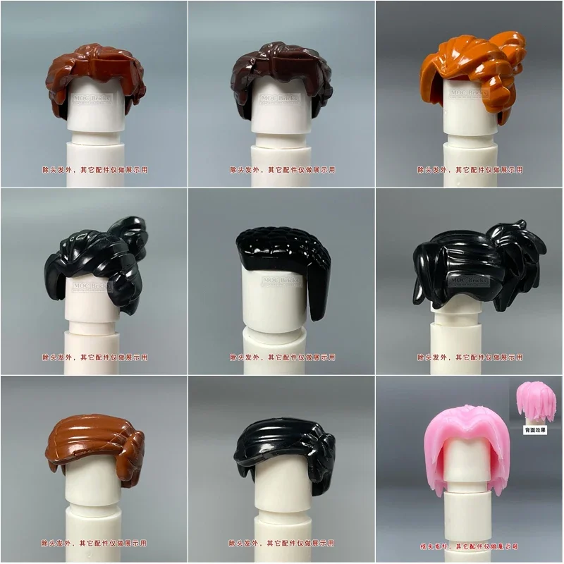 MOC City Figures Hair Building Blocks Character Head Parts Man Woman Girl Boy Head Brown Black Hairstyle DIY Bricks Kids Toys