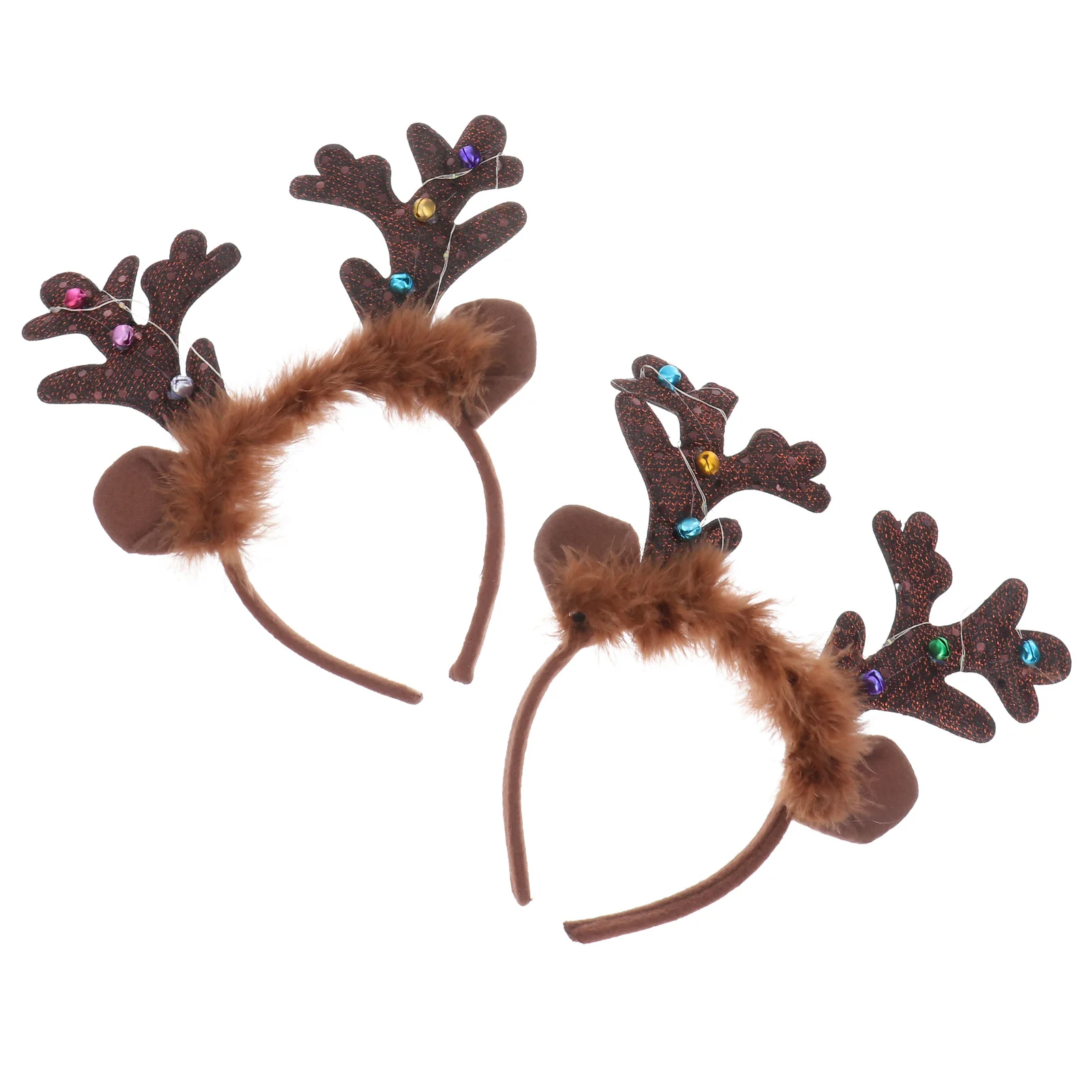 2 Pcs Pet Antler Headband Reindeer Christmas Hair Accessories Luminous Clasp Hairpin Headdress Non-woven Fabric Xmas Headwear