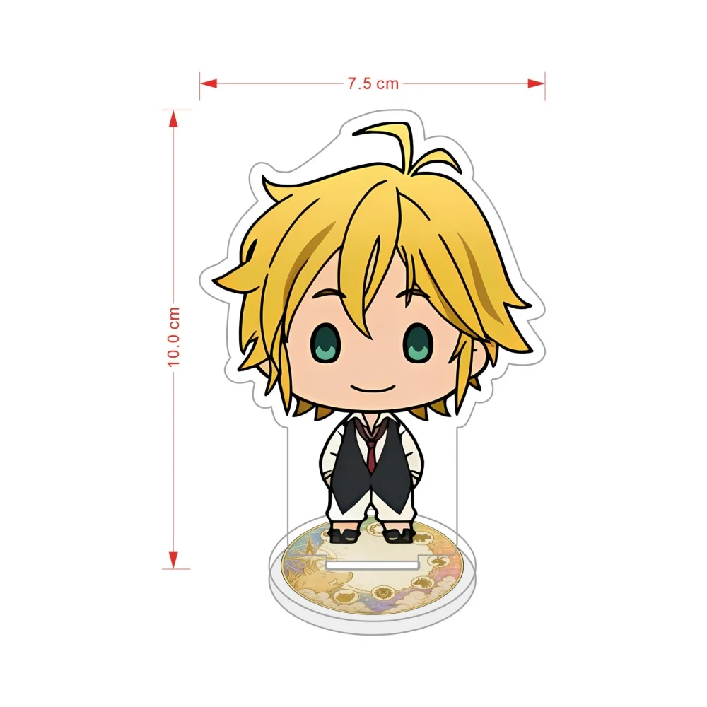 The Seven Deadly Sins 10cm Acrylic keychain Stand,Q‑Ver.Meliodas Ban Escanor Elizabeth Anime Character Table Decor