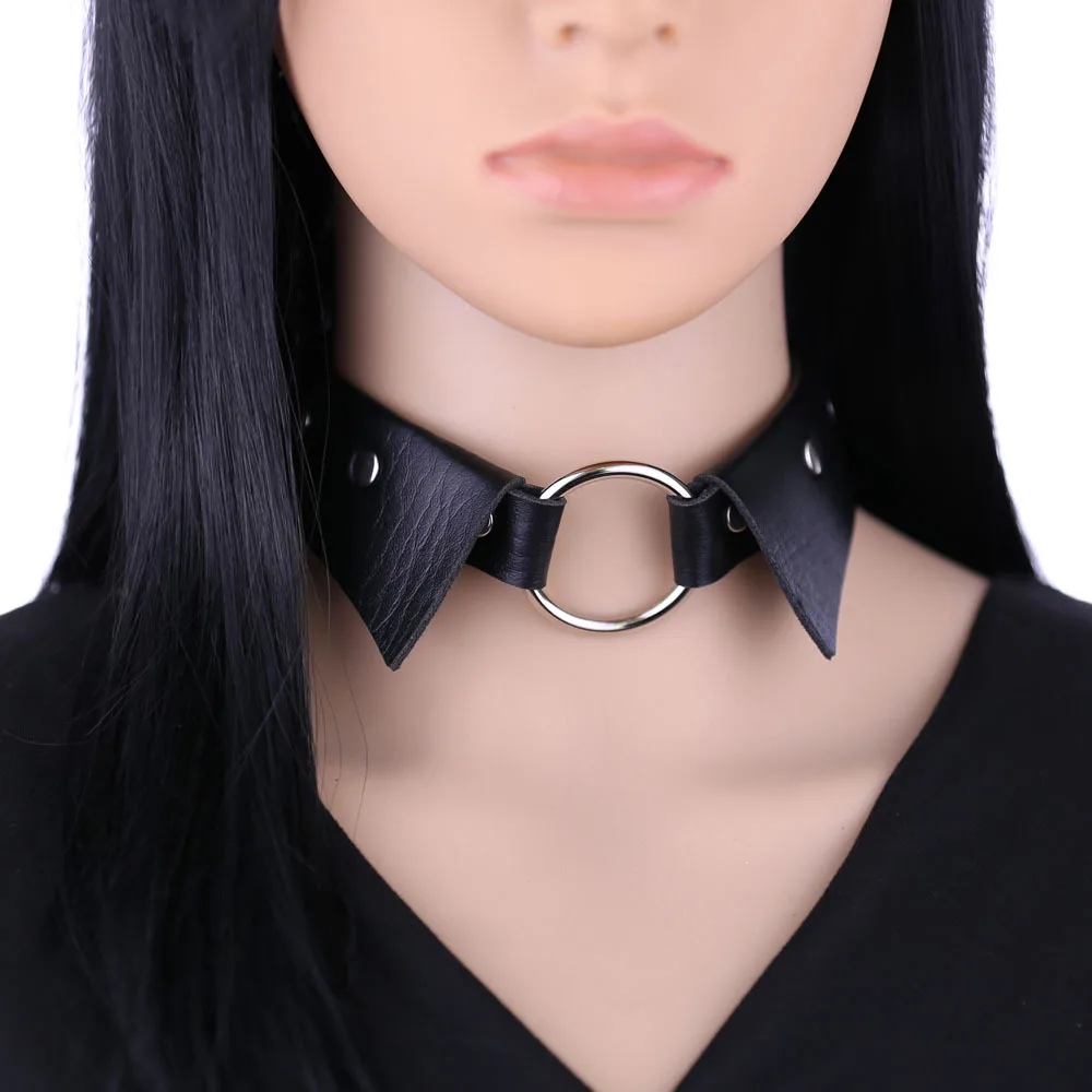 PunkGothicSimpleNew style Individuality Formal Round collar O-shaped shirt collar Pendant Punk Choker Collarbone chain Neck band