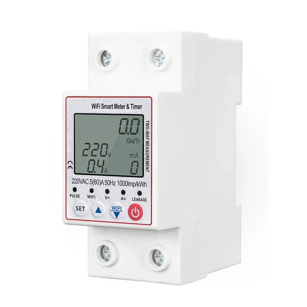Realtime Metering WiFi Circuit Breaker DIY Installation Mobile App Control LCD Display Power Monitor Smart Home