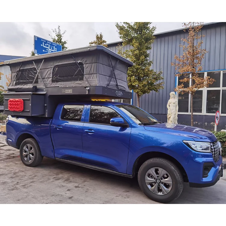 New Style High Quality Fiberglass Sandwich Insulation Slide Scale Pickup Lift Top Truck Camper 80L Fresh Water Tank 800kg