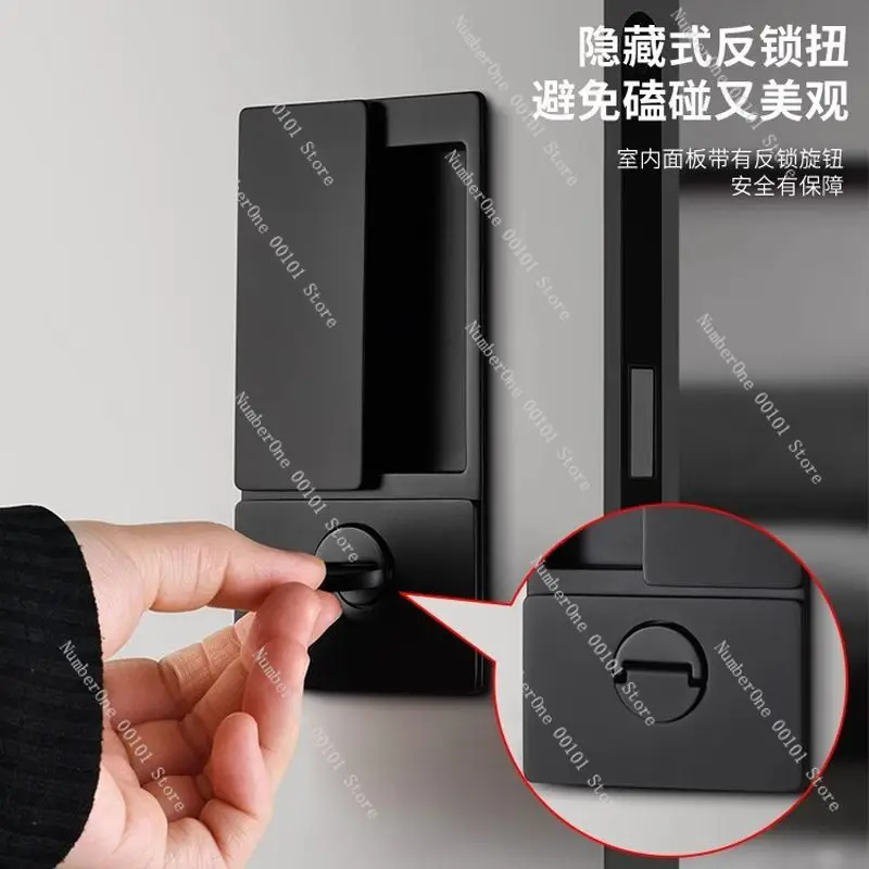 Flat Magnetic Sliding Door Handle Lock Vintage Silent Indoor Minimalist Embedded Design Privacy For Bathroom Kitchen Pocket Door