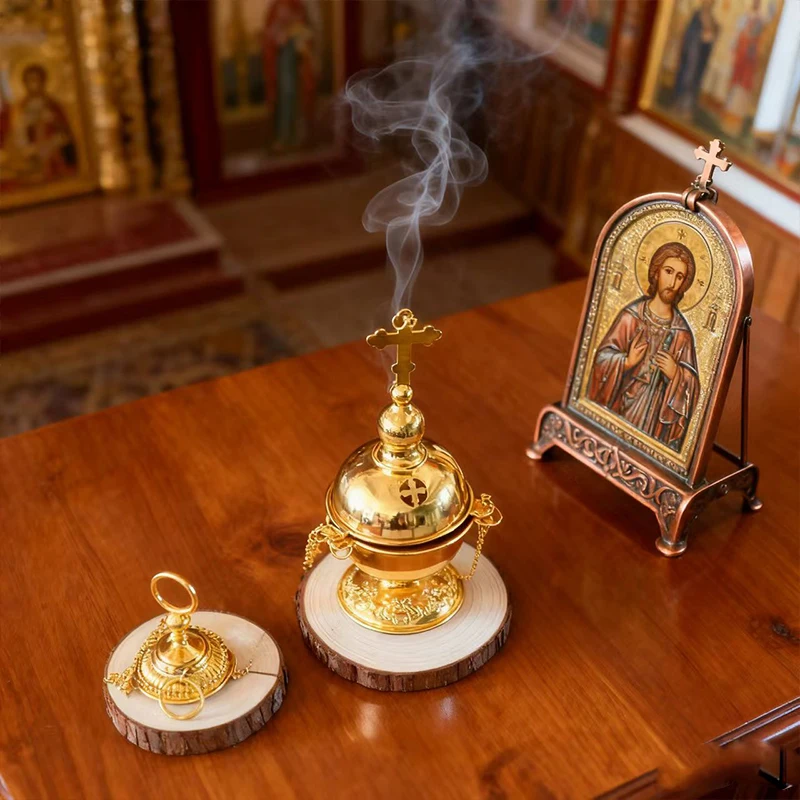 Neuer Orthodoxer Christlicher Weihrauchbrenner mit klassischem heiligem Muster, exklusiv für gläubige Anhänger, heilig und respektvoll. – Detail 3