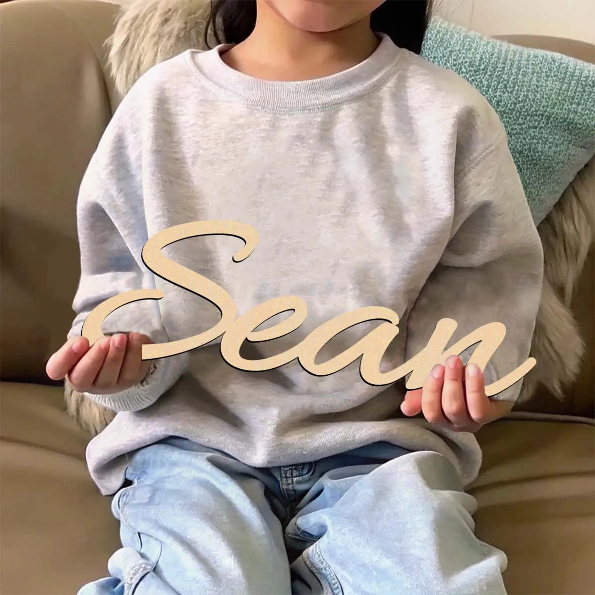 1 PC cool sean example Customized Name Wooden Sign Laser-Cut Sign Wooden Plaque Charming Home &Holiday Decor for Front Porch